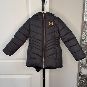 Under Armour Toddler Puffer Jacket Black Hooded Size 4T